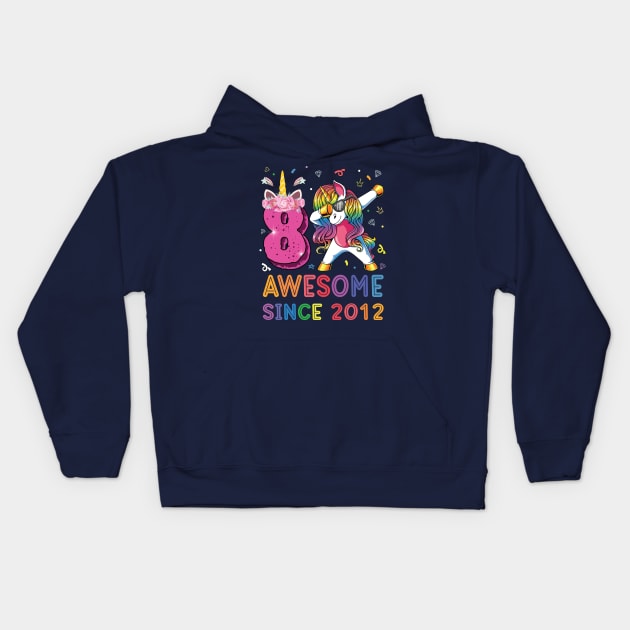 Awesome Since 2012 Dabbing Unicorn Shirt 8th Birthday Party Kids Hoodie by BioLite